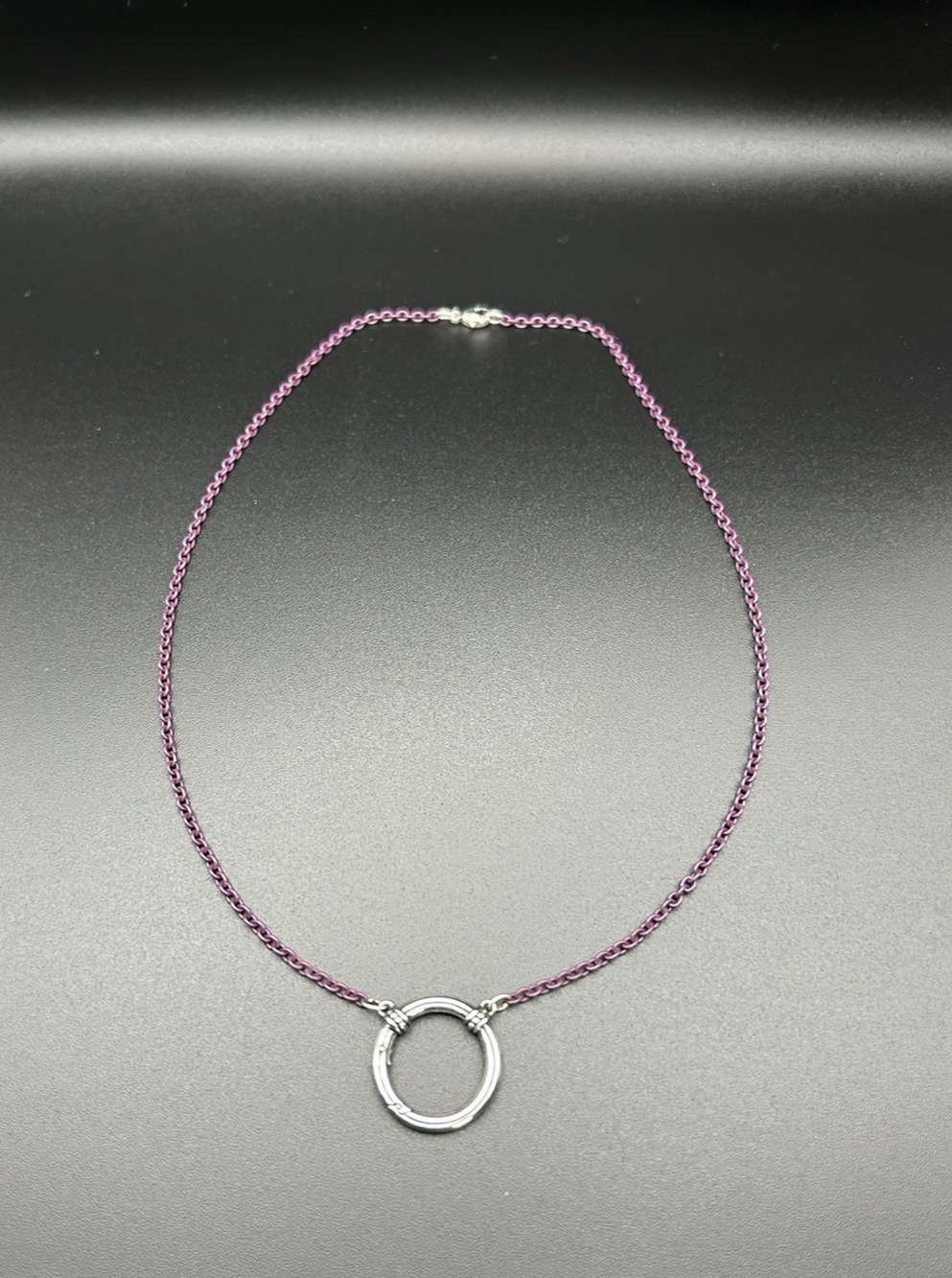James Avery Retired 925 Silver Purple Enamel Beaded Changeable Charm Necklace